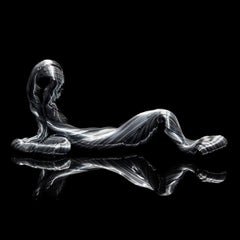 Einzigartige abstrakte Glasskulptur von Maria Bang Espersen, schwarz nichtlinear, einzigartig