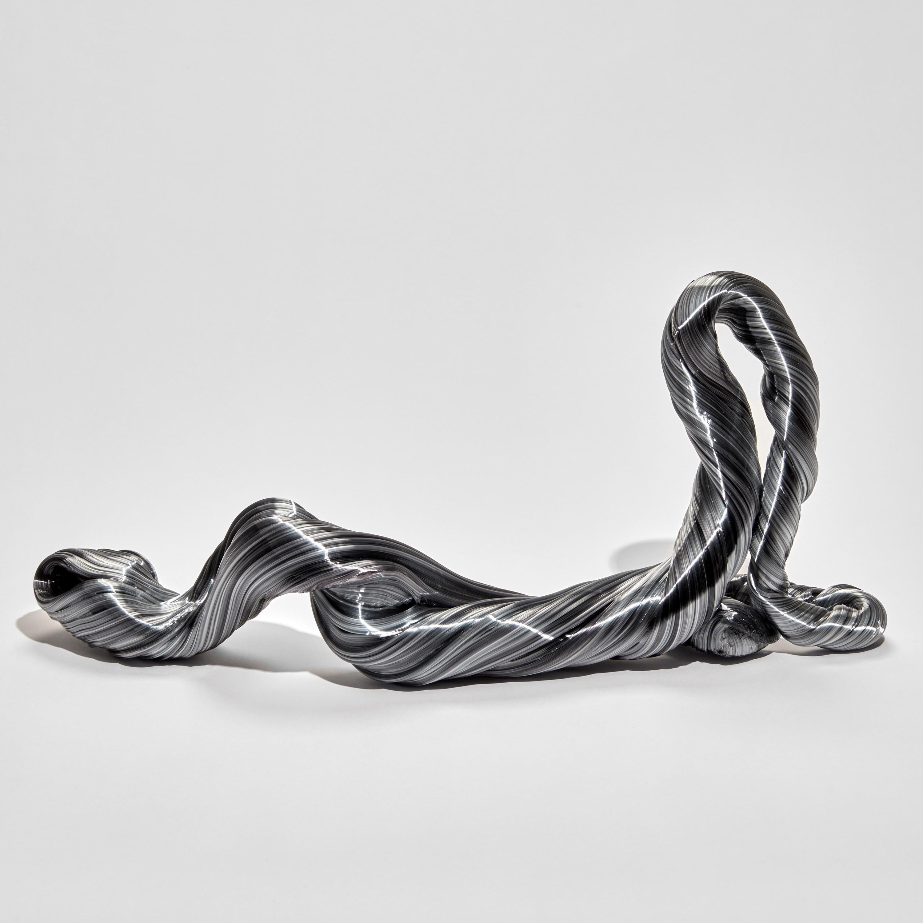 Organic Modern Nonlinear in Black, a Unique Abstract Glass Sculpture by Maria Bang Espersen For Sale