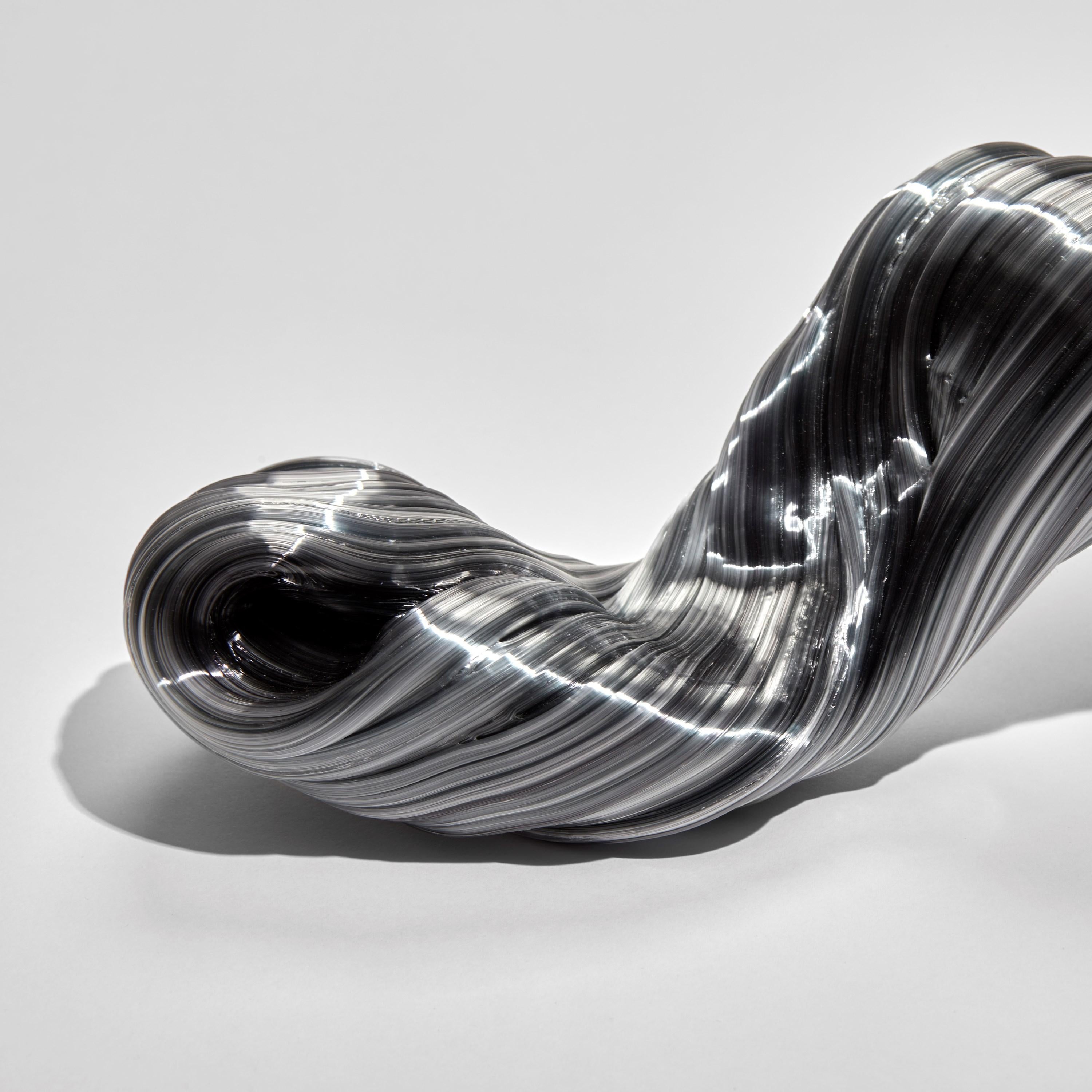 Swedish Nonlinear in Black, a Unique Abstract Glass Sculpture by Maria Bang Espersen For Sale
