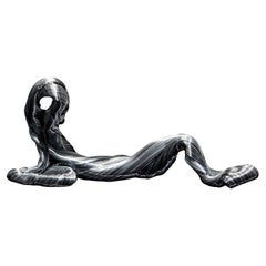 Einzigartige abstrakte Glasskulptur von Maria Bang Espersen, schwarz nichtlinear, einzigartig