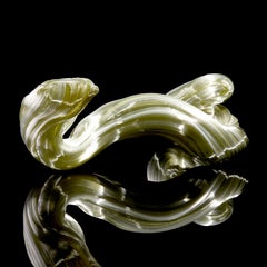 Nonlinear in Green, a Unique Light Green Glass Sculpture by Maria Bang Espersen