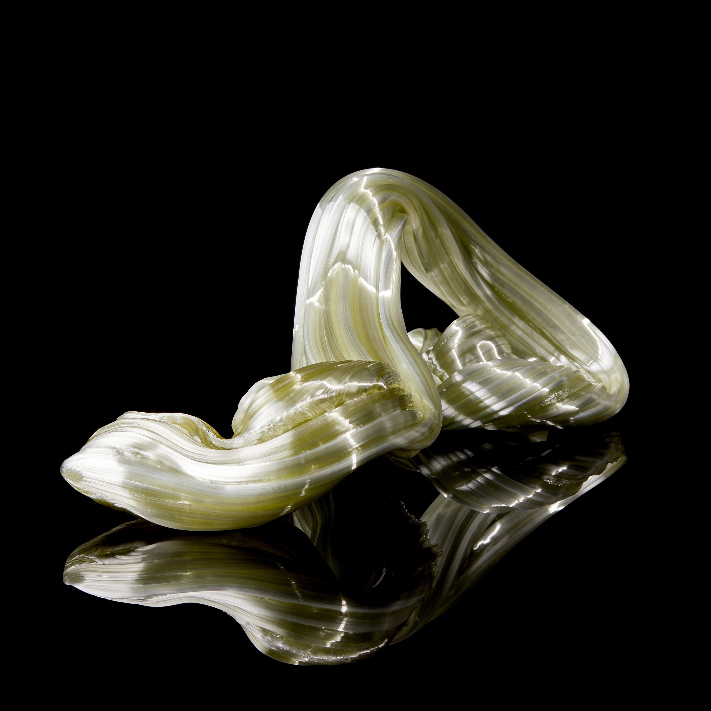 Hand-Crafted Nonlinear in Green II, Unique Light Green Glass Sculpture by Maria Bang Espersen