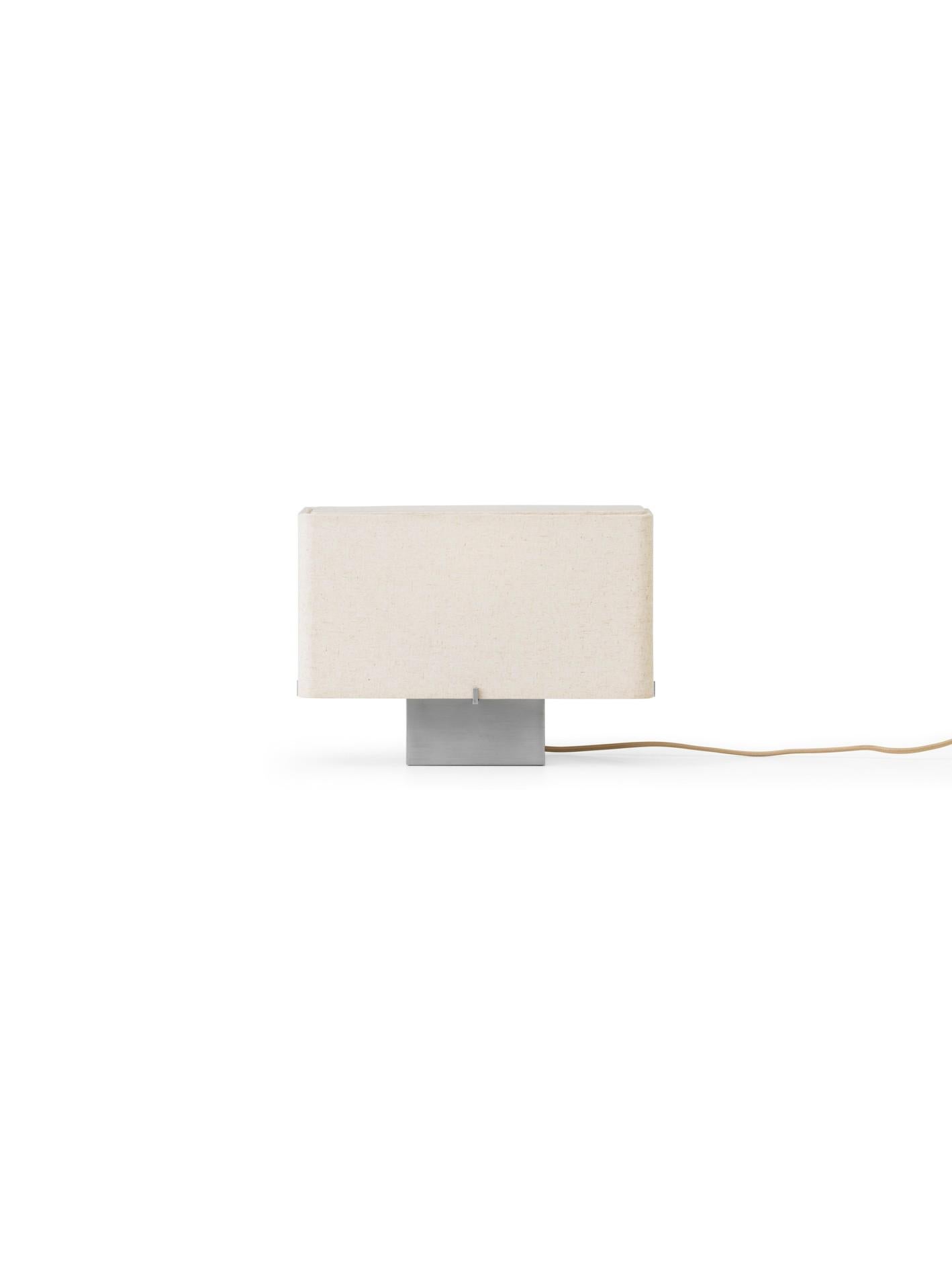 Chinese Nonna Table Lamp H24, Brushed Aluminum/Linen by Kroyer-Saetter-Lassen for Audo For Sale