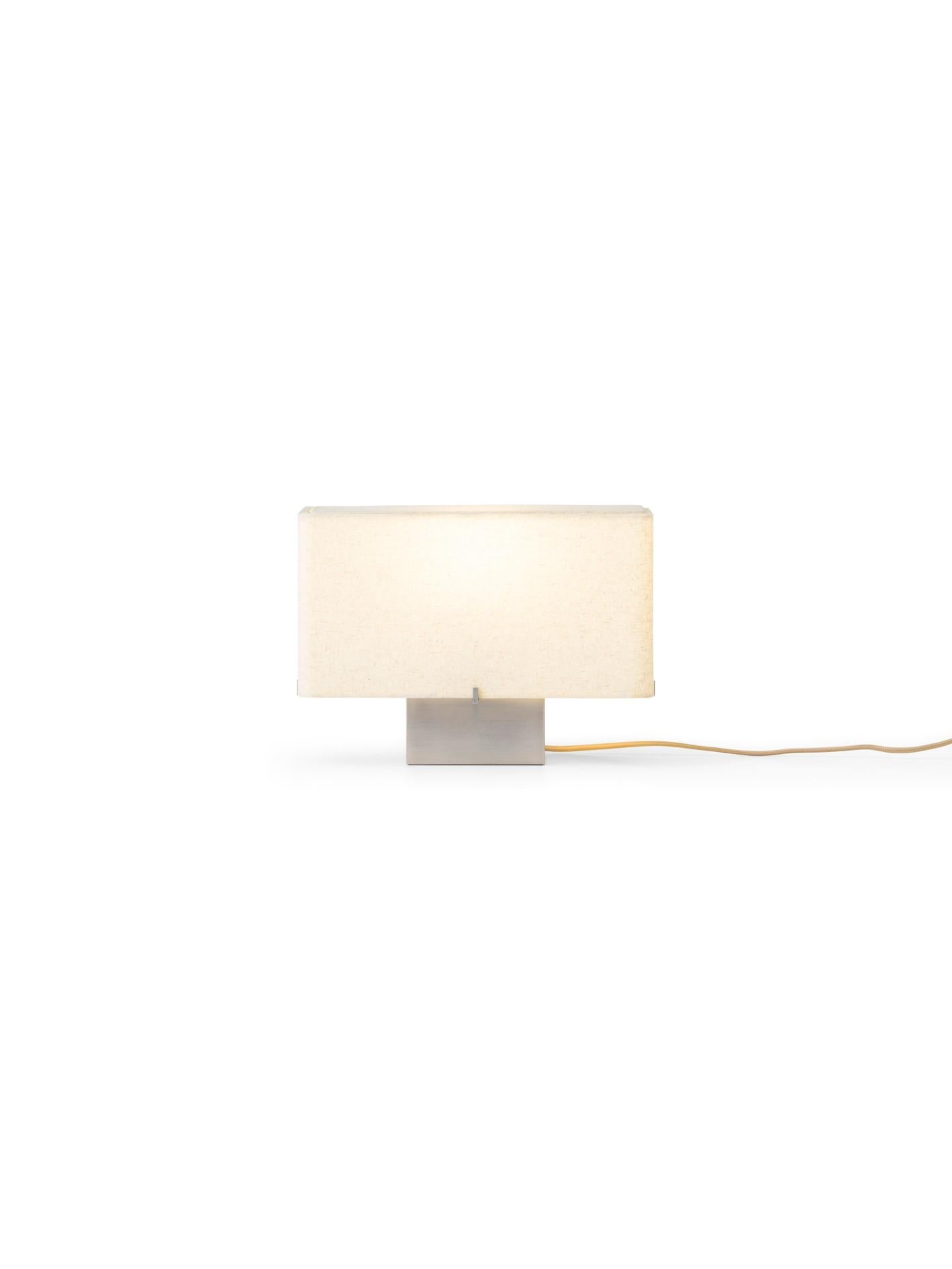 Nonna Table Lamp H24, Brushed Aluminum/Linen by Kroyer-Saetter-Lassen for Audo In New Condition For Sale In Dubai, AE