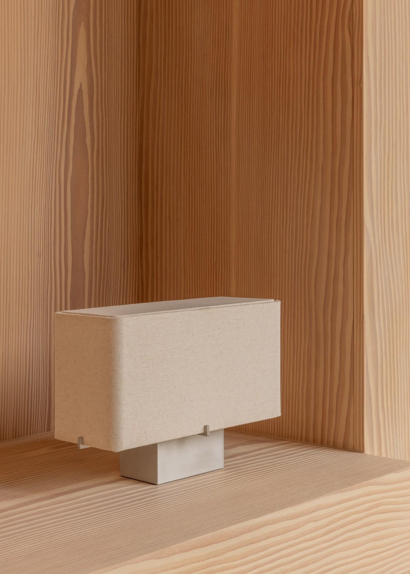 Nonna Table Lamp H24, Brushed Aluminum/Linen by Kroyer-Saetter-Lassen for Audo For Sale 2