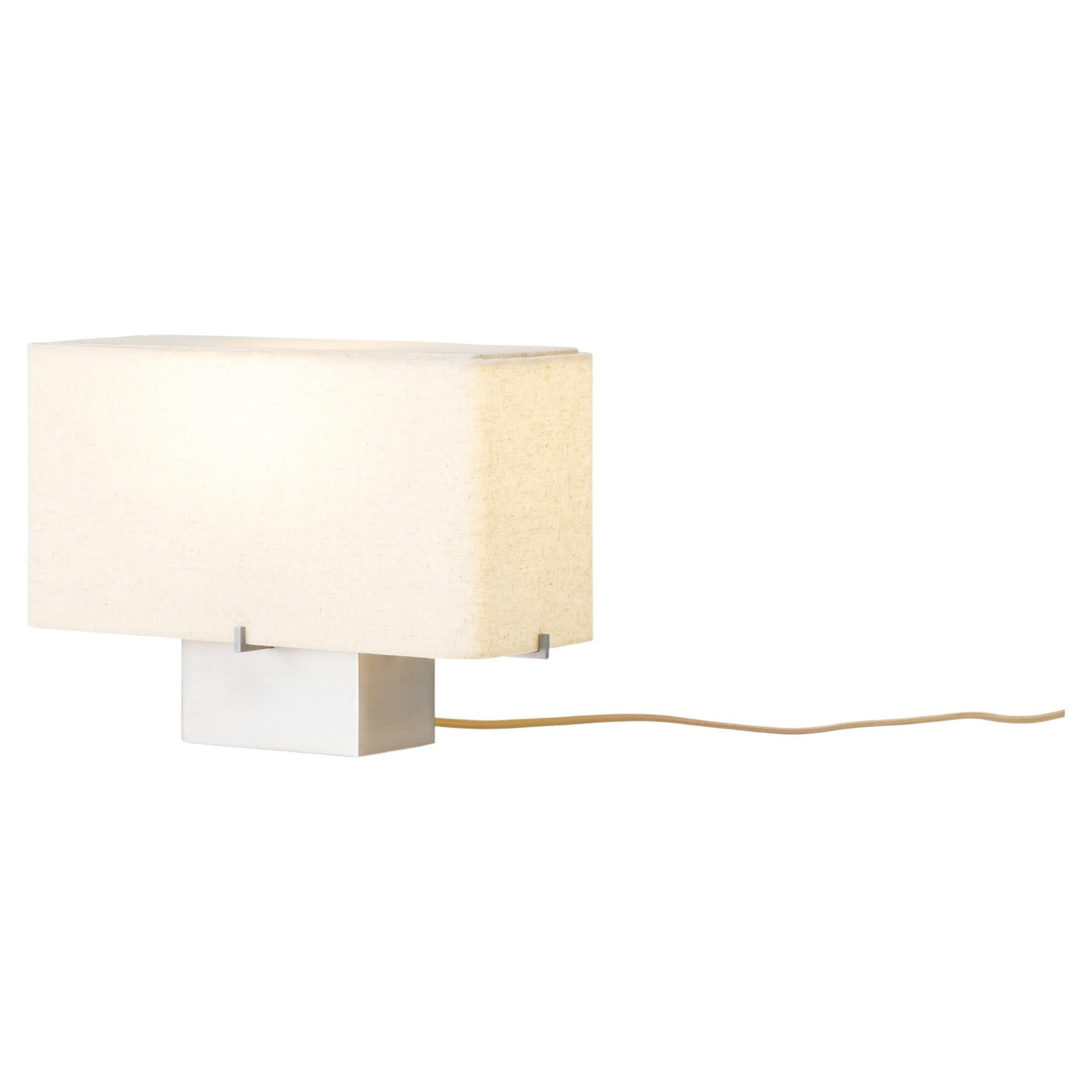 Nonna Table Lamp H24, Brushed Aluminum/Linen by Kroyer-Saetter-Lassen for Audo