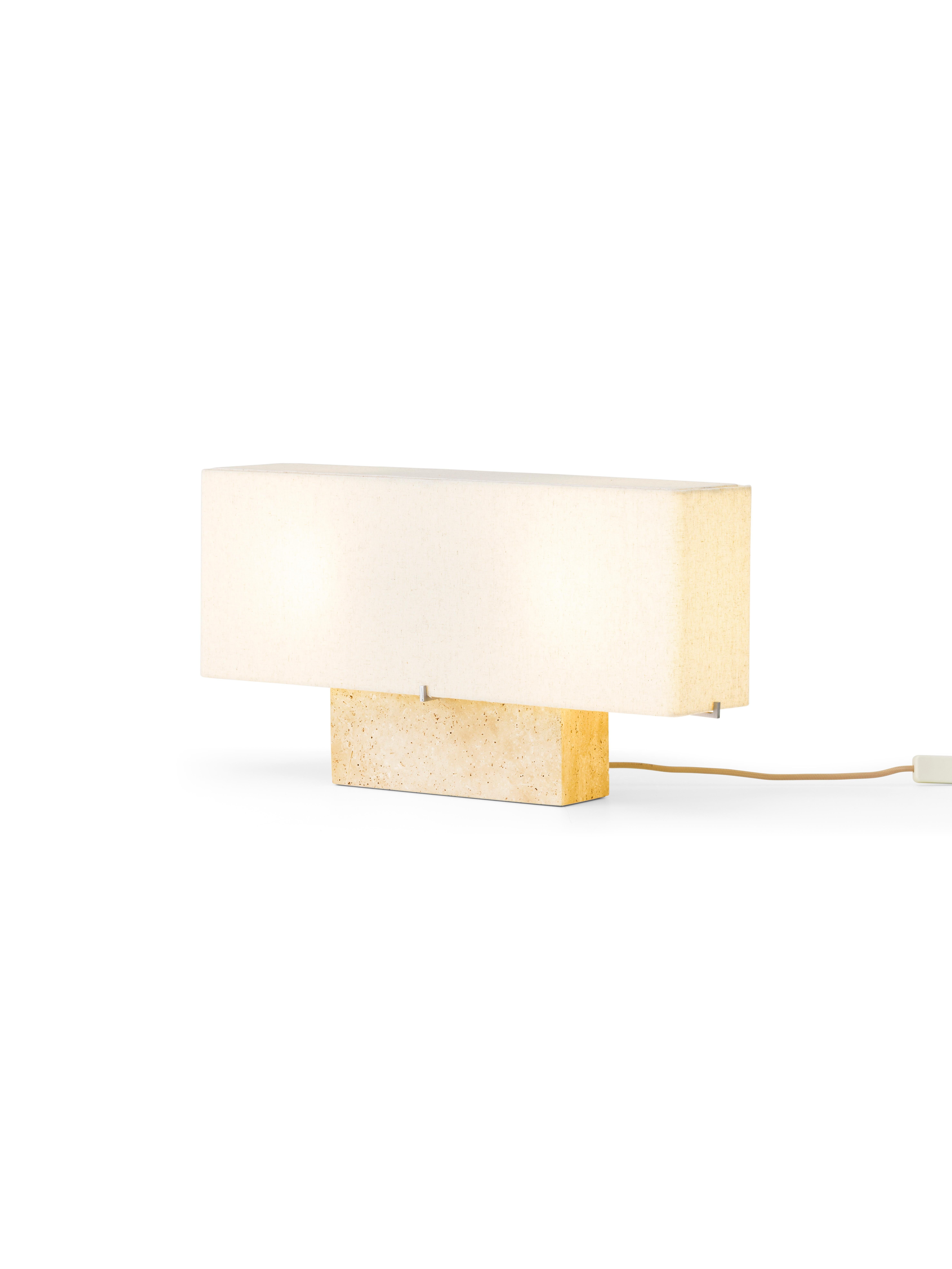 Chinese Nonna Table Lamp H30, Travertine/Linen by Kroyer-Saetter-Lassen for Audo For Sale