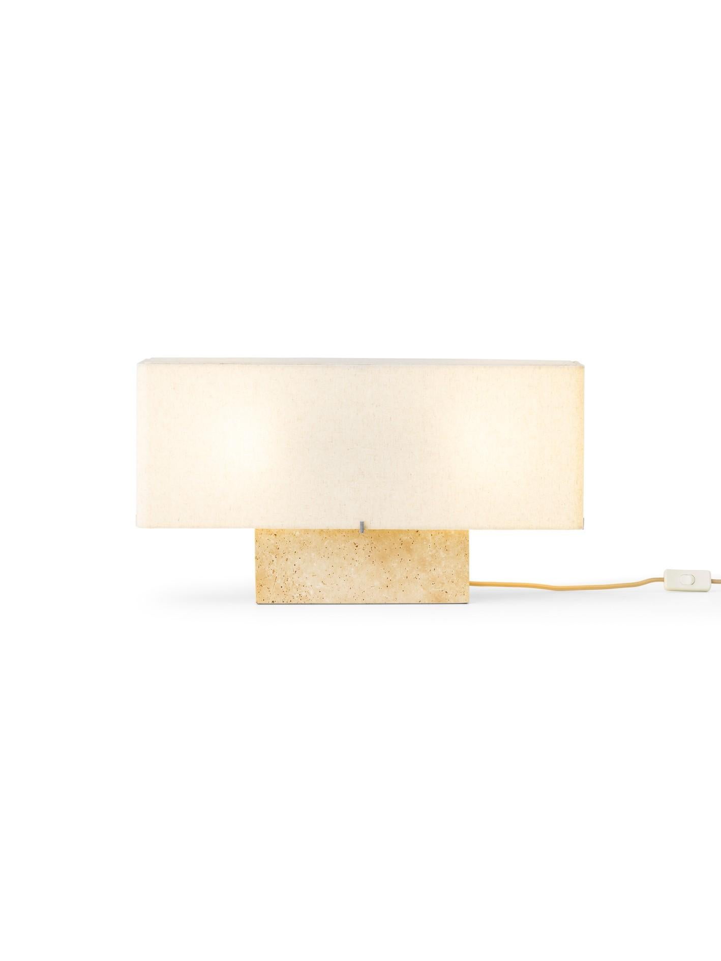 Contemporary Nonna Table Lamp H30, Travertine/Linen by Kroyer-Saetter-Lassen for Audo For Sale
