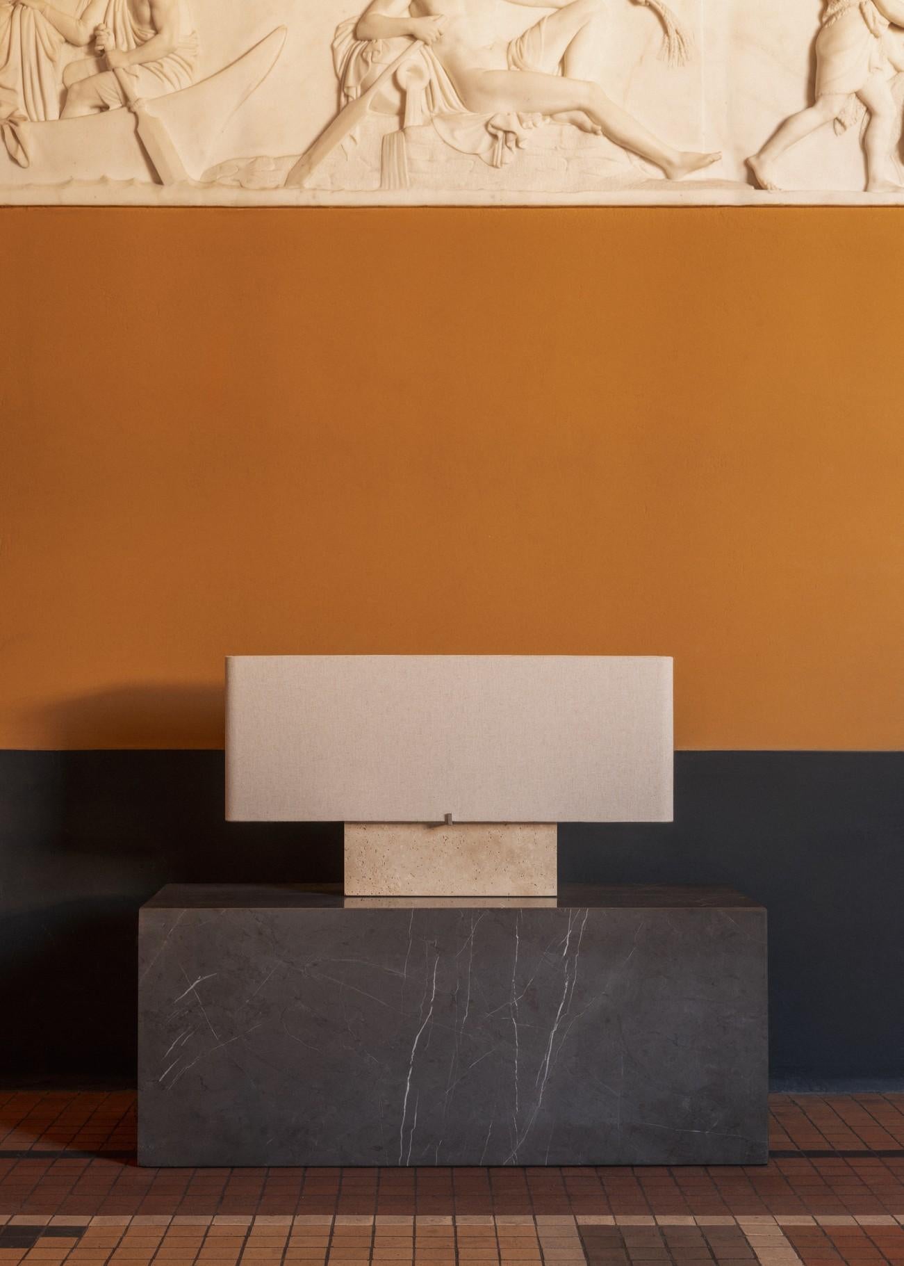 Nonna Table Lamp H30, Travertine/Linen by Kroyer-Saetter-Lassen for Audo For Sale 3