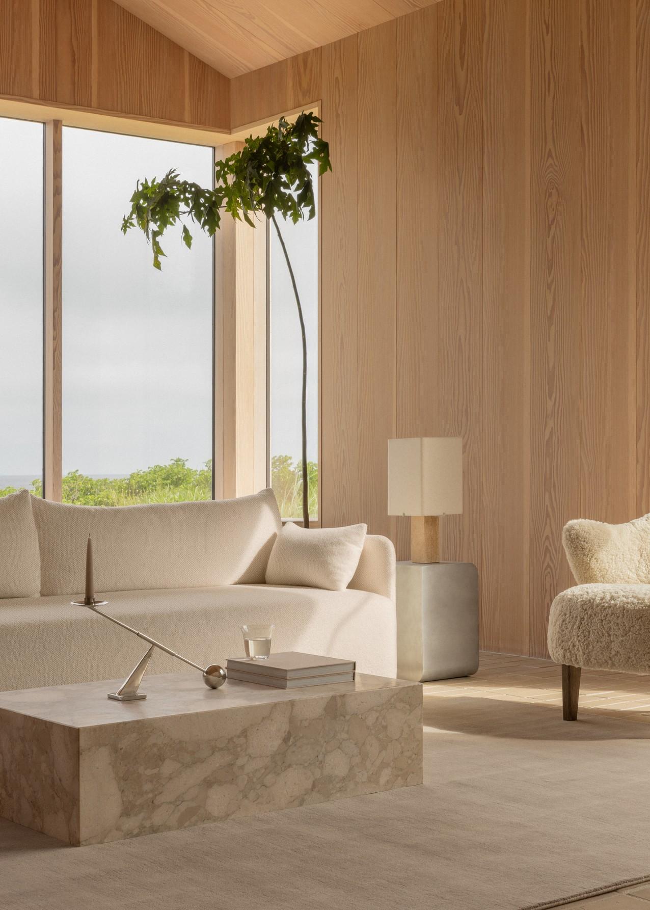 Nonna Table Lamp H49, Travertine/Linen by Kroyer-Saetter-Lassen for Audo For Sale 7