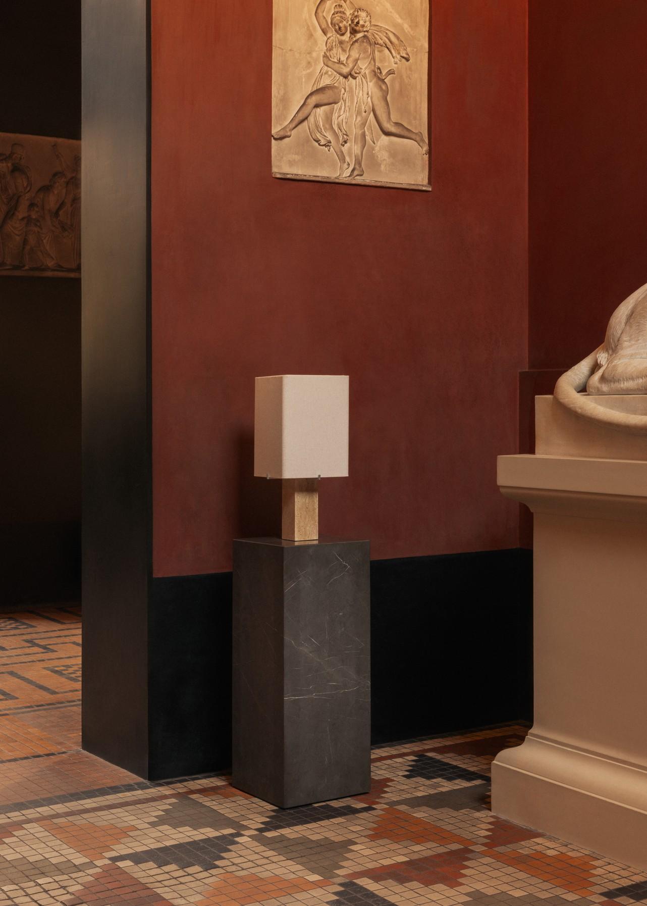 Nonna Table Lamp H49, Travertine/Linen by Kroyer-Saetter-Lassen for Audo For Sale 8