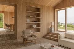 Lámpara de mesa Nonna H49, Travertino/Lino by Kroyer-Saetter-Lassen for Audo