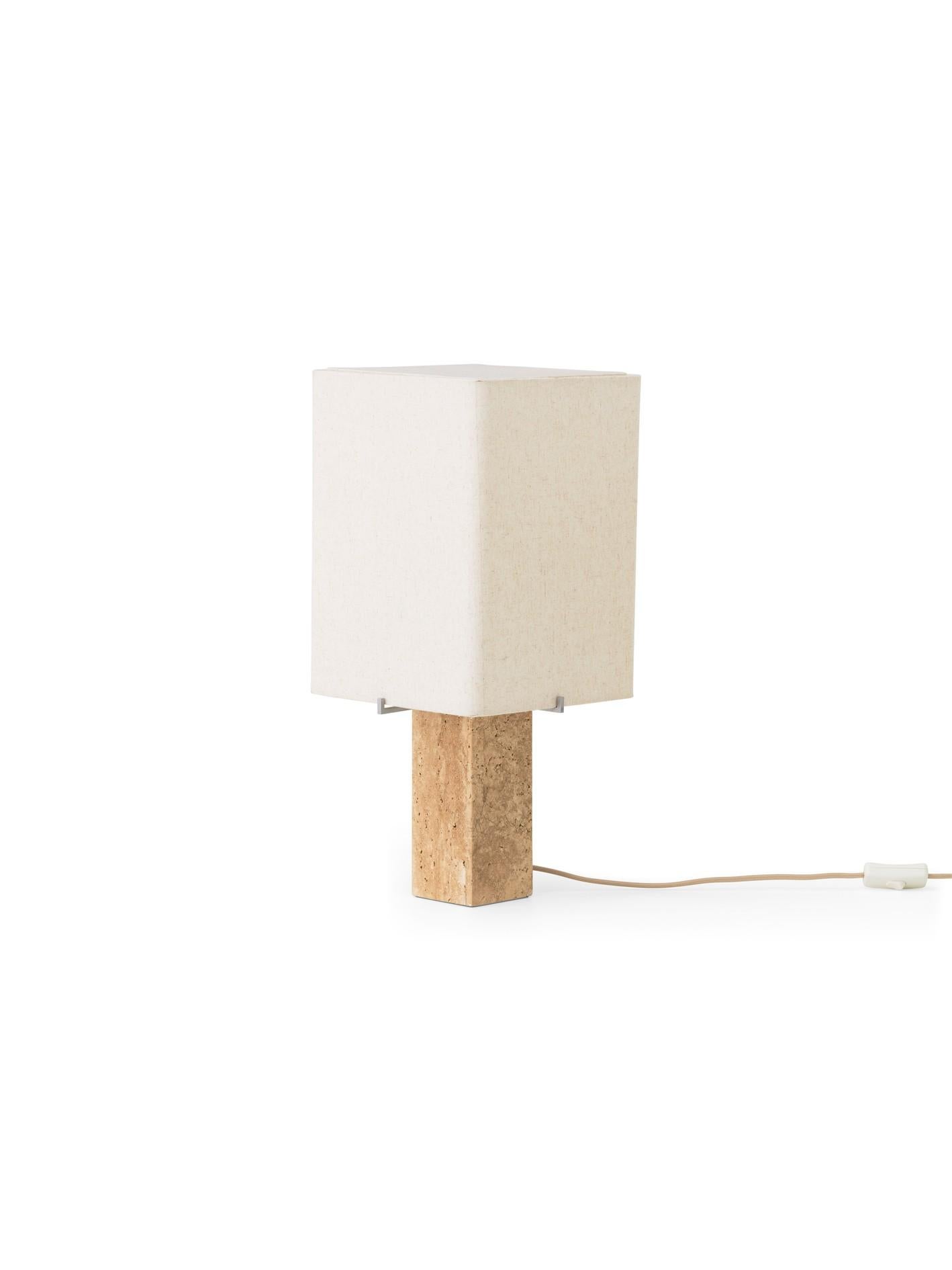 Chinese Nonna Table Lamp H49, Travertine/Linen by Kroyer-Saetter-Lassen for Audo For Sale