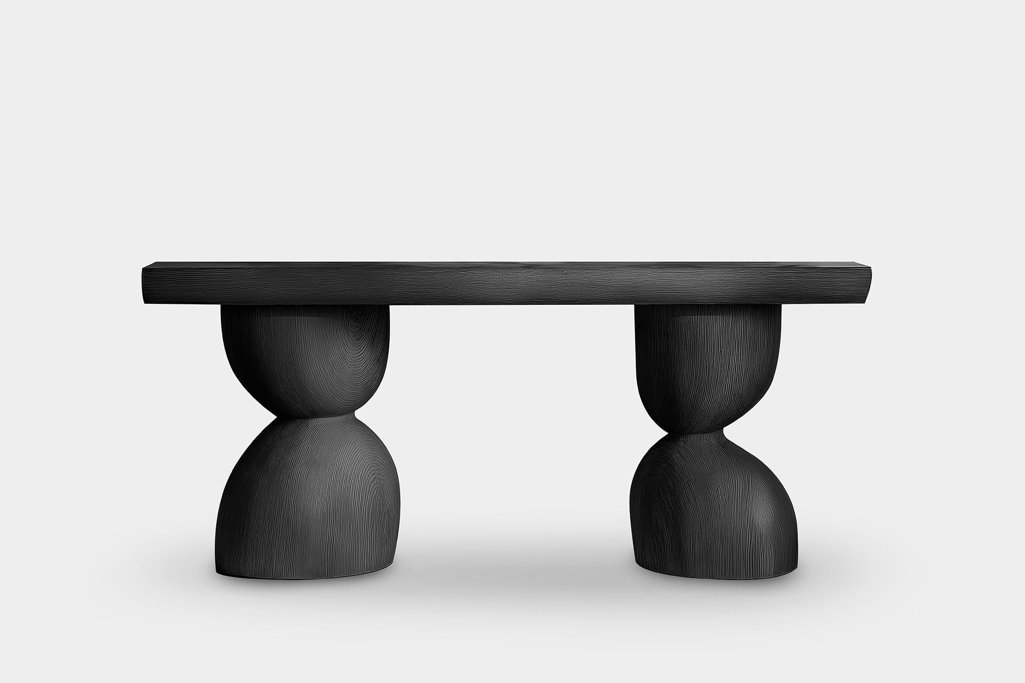 Mexican NONO Elefante Console Table 43, Solid Wood, Round Shapes For Sale