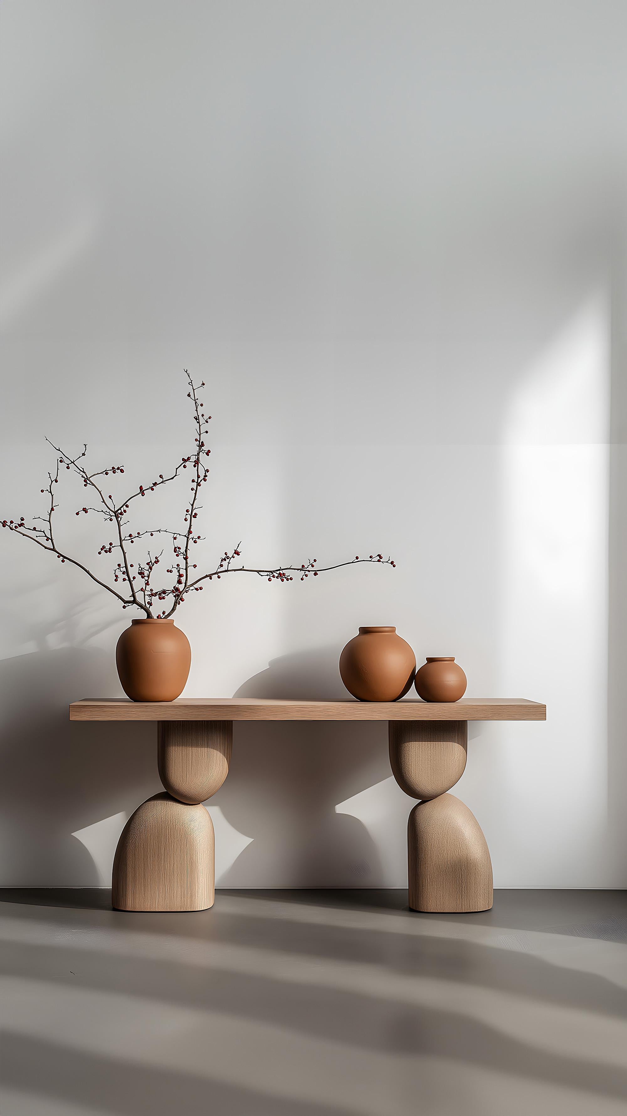 Brutalist NONO Elefante Console Table 49, Sleek Solid Wood, Escalona's Craft For Sale
