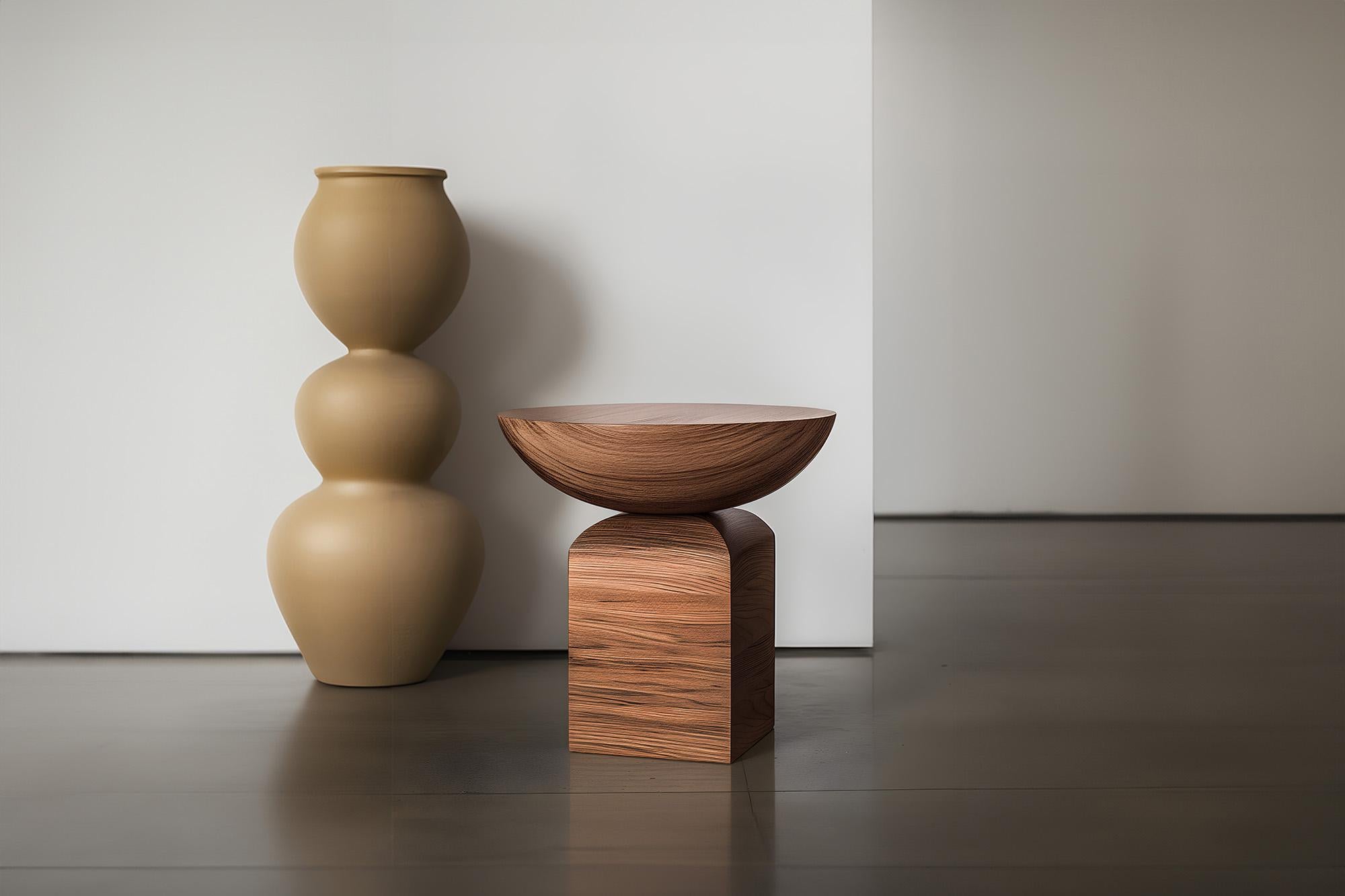 NONO Elefante Mesa Auxiliar 7, Madera Maciza de Nogal, Elegancia Escultural Brutalista en venta