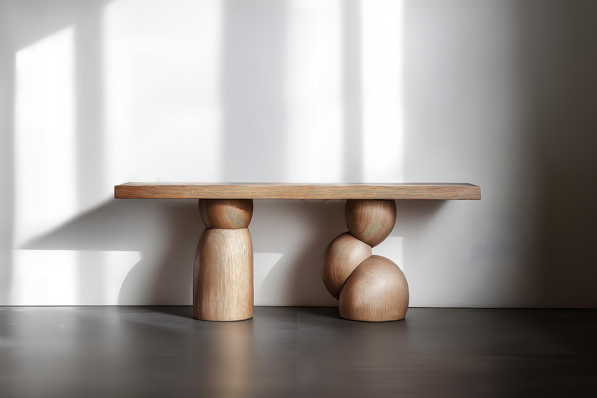 Brutalist NONO Elefante Table 48, Luxurious Solid Wood Finish For Sale
