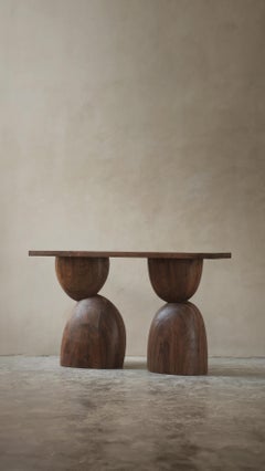 NONO Elefante Table 52, Distinctive Solid Walnut Wood Base
