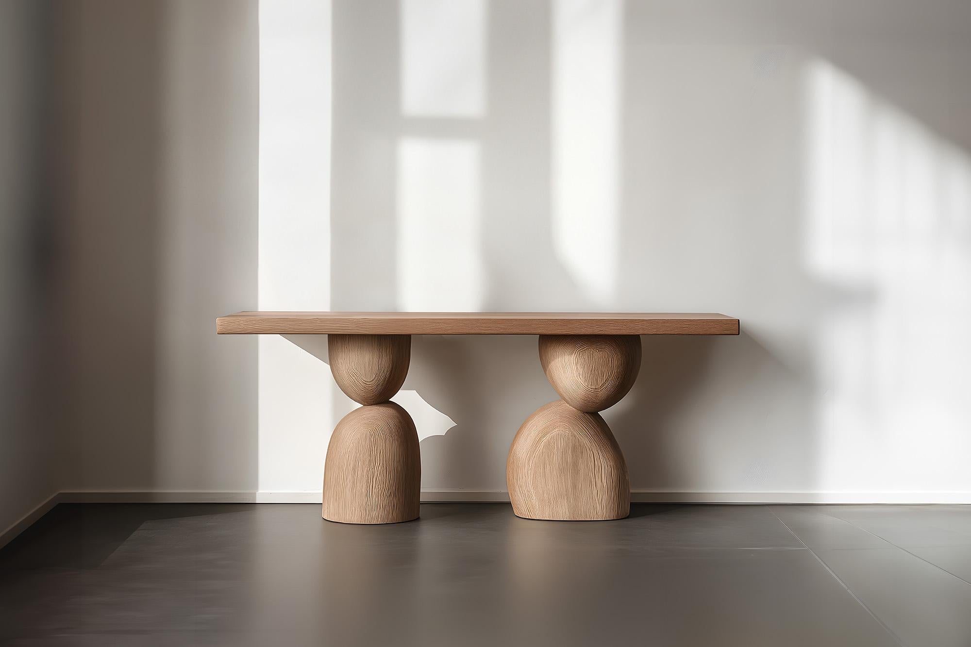 Brutalist NONO Elefante Table 52, Distinctive Solid Wood Base For Sale