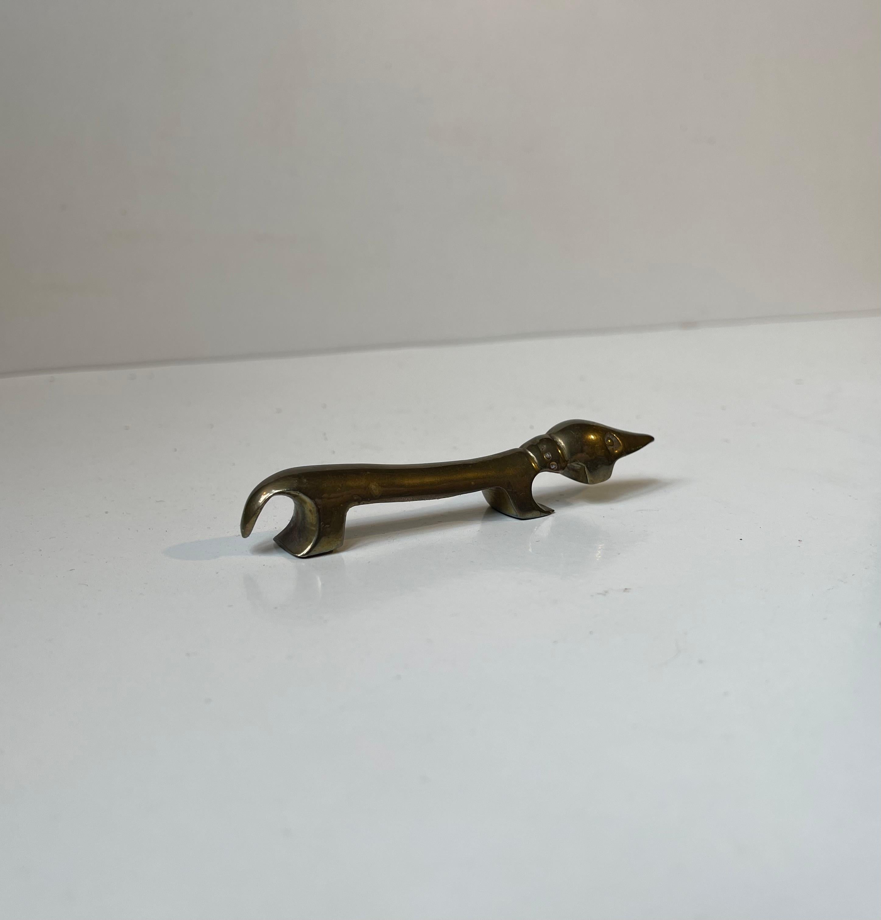 Autrichien Ouvre-bouteille en laiton pour chien 