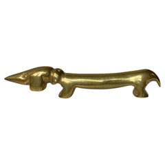 "Noodle" Dachshund Brass Dog Bottle Opener by Bosse Vienna Austria, 1950s