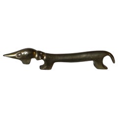 "Noodle" Dachshund Brass Dog Bottle Opener by Bosse Vienna Austria, 1950s