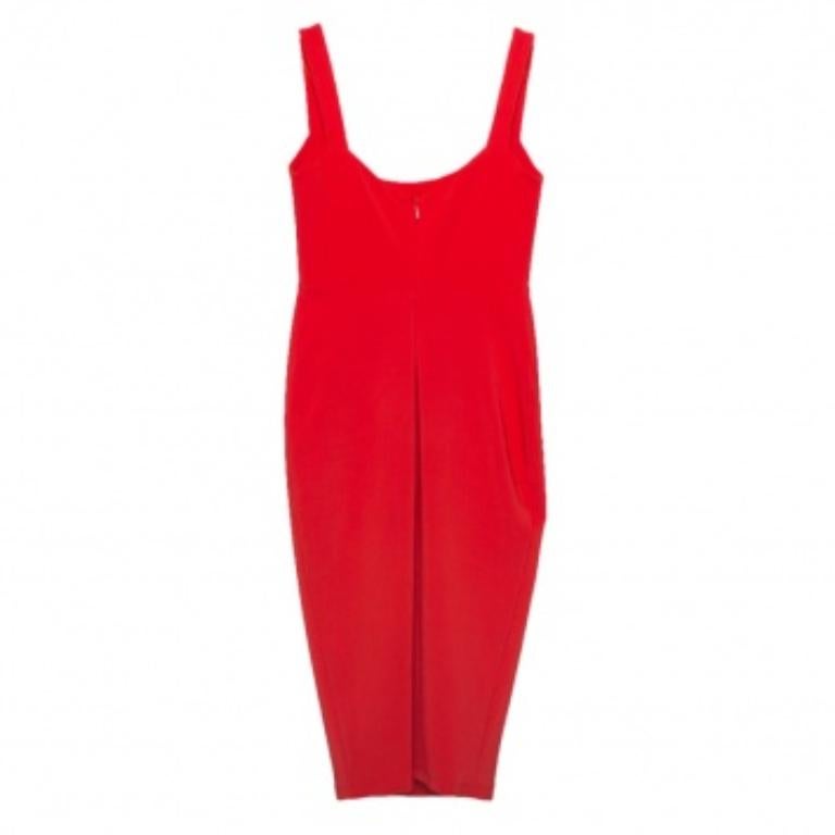 Nookie Cherry Red Stretch Crepe Sleeveless Sheath Dress S For Sale 1