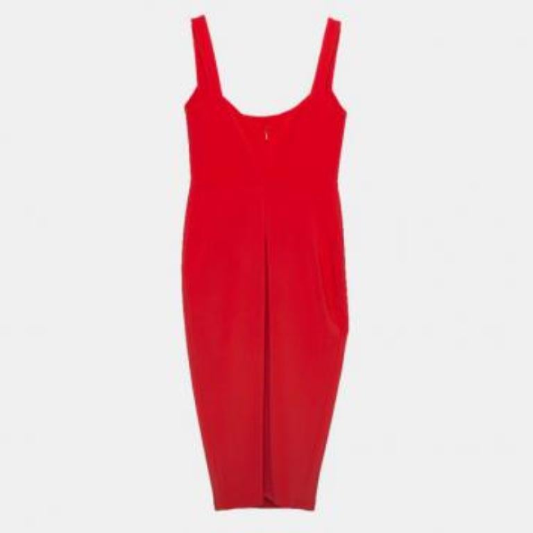 Nookie Cherry Red Stretch Crepe Sleeveless Sheath Dress S For Sale 2