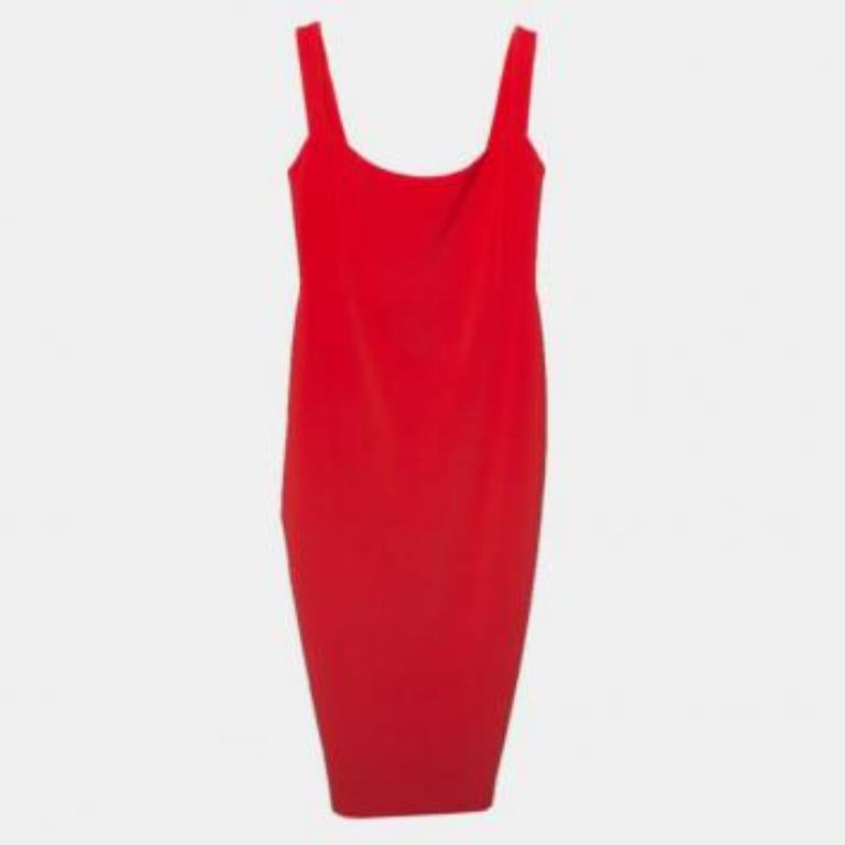 Nookie Cherry Red Stretch Crepe Sleeveless Sheath Dress S For Sale 3