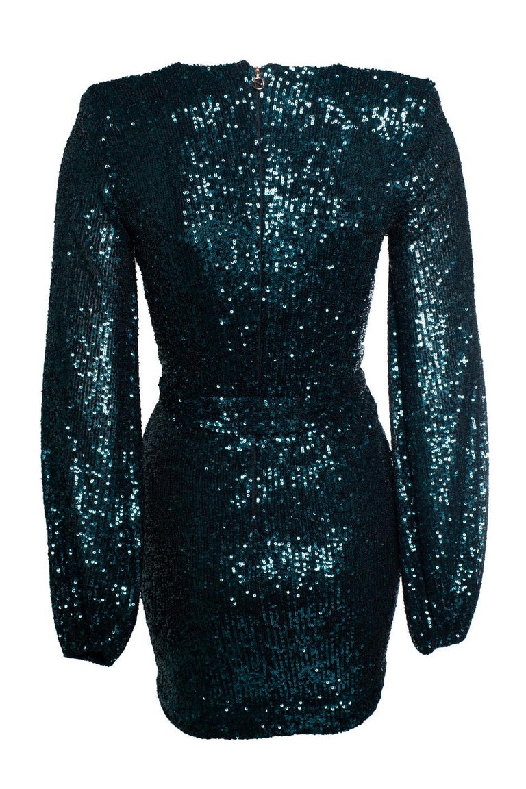 Nookie, green sequinned wrap dress For Sale at 1stDibs