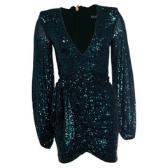 Nookie, green sequinned wrap dress