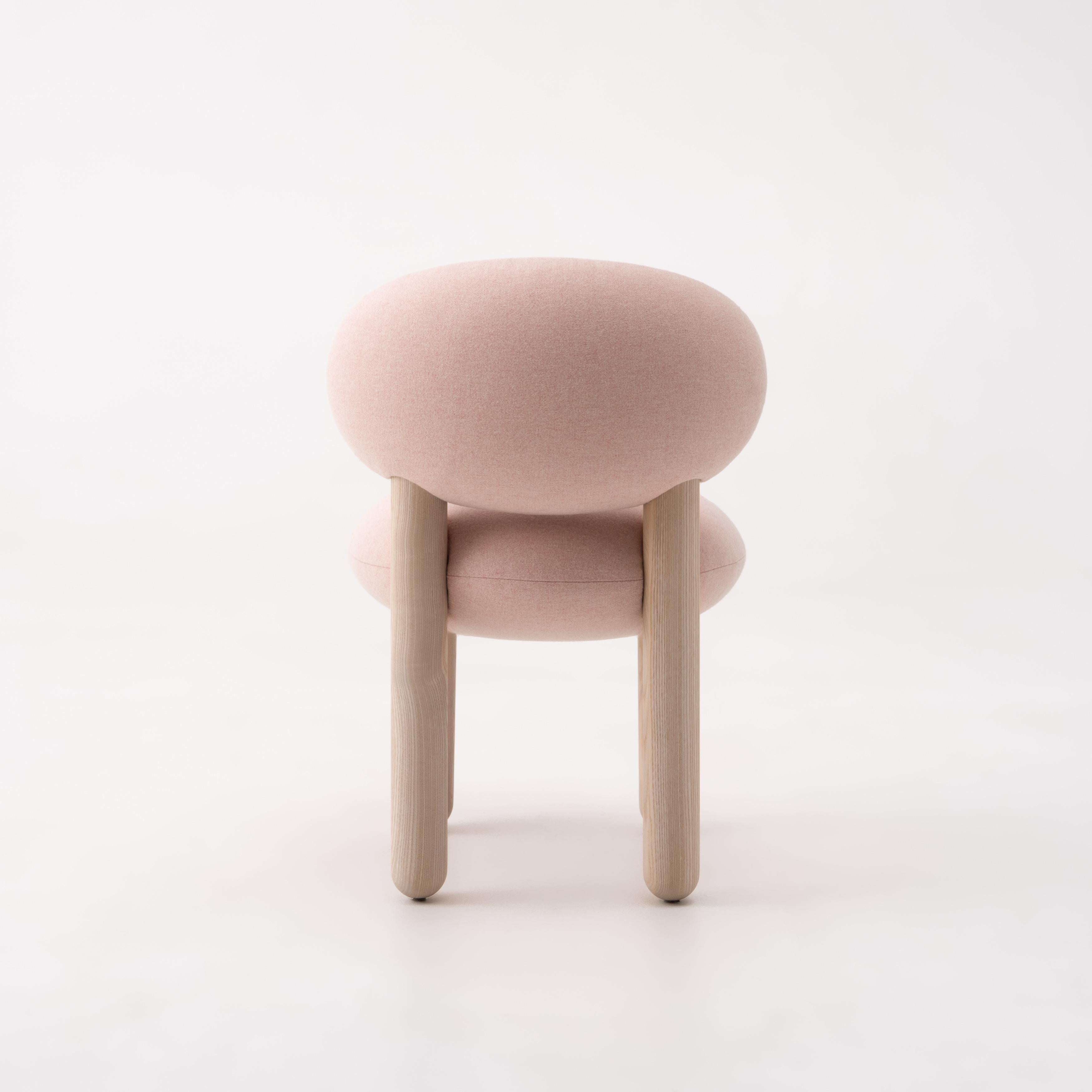 Fatto a mano NOOM Home Sedia da pranzo Flock CS2 - Lana rosa in vendita