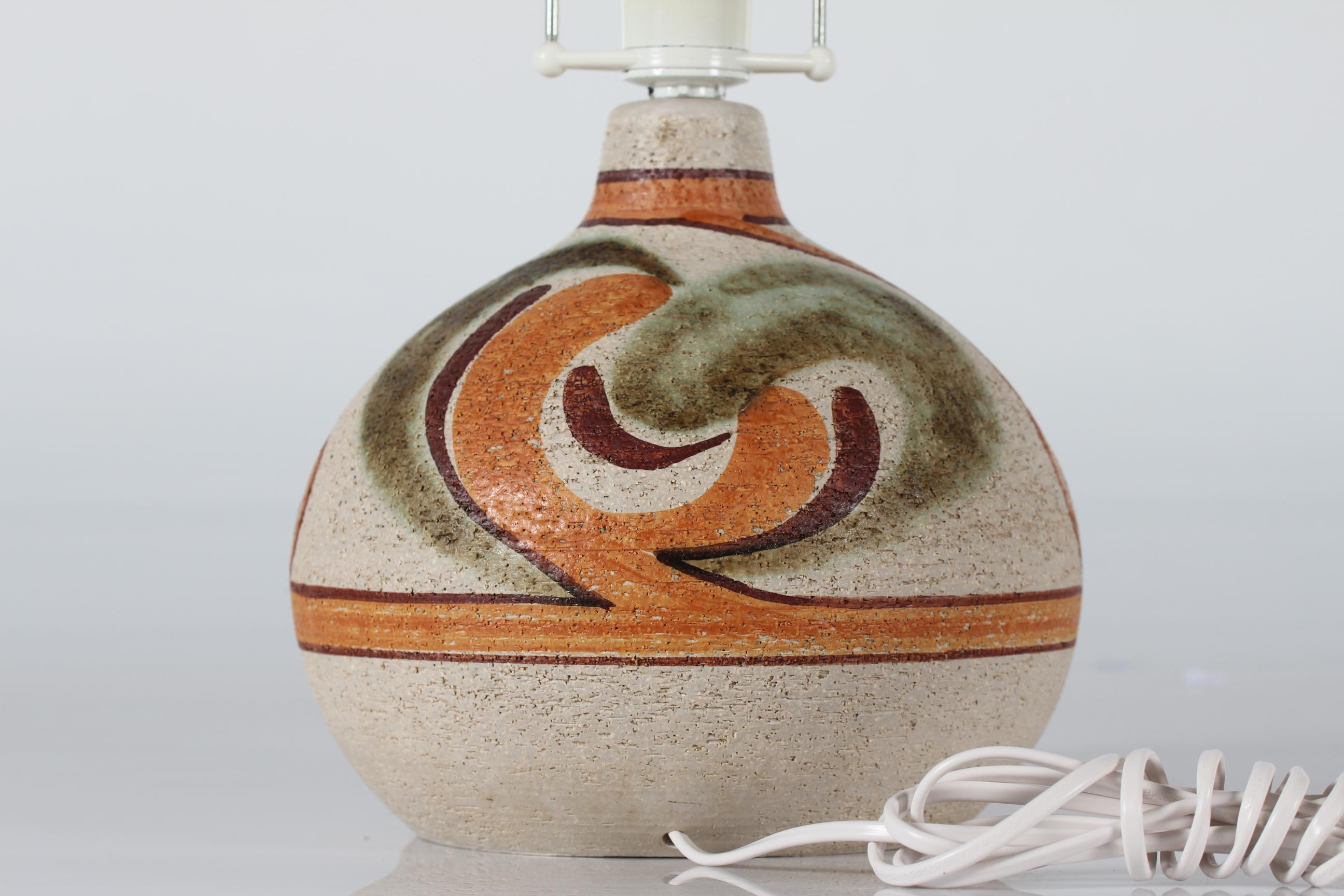 Mid-Century Modern Noomi Backhausen Artistic and Rustic Søholm Stoneware Table Lamp - Denmark 1960s For Sale