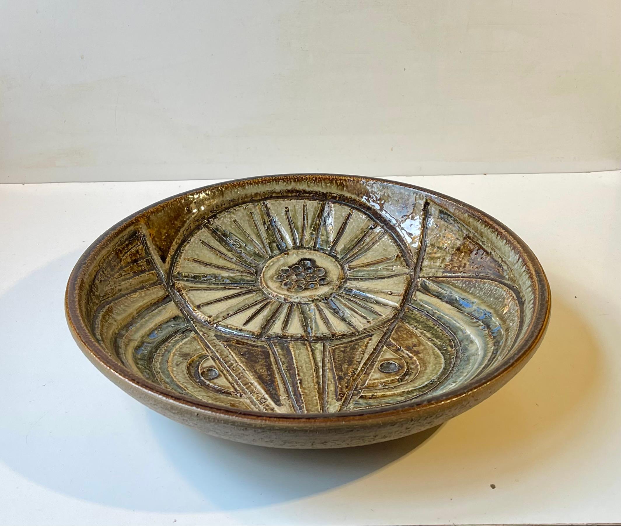 Scandinavian Modern Noomi Backhausen Glazed Abstract Centerpiece Bowl for Søholm, 1960s For Sale