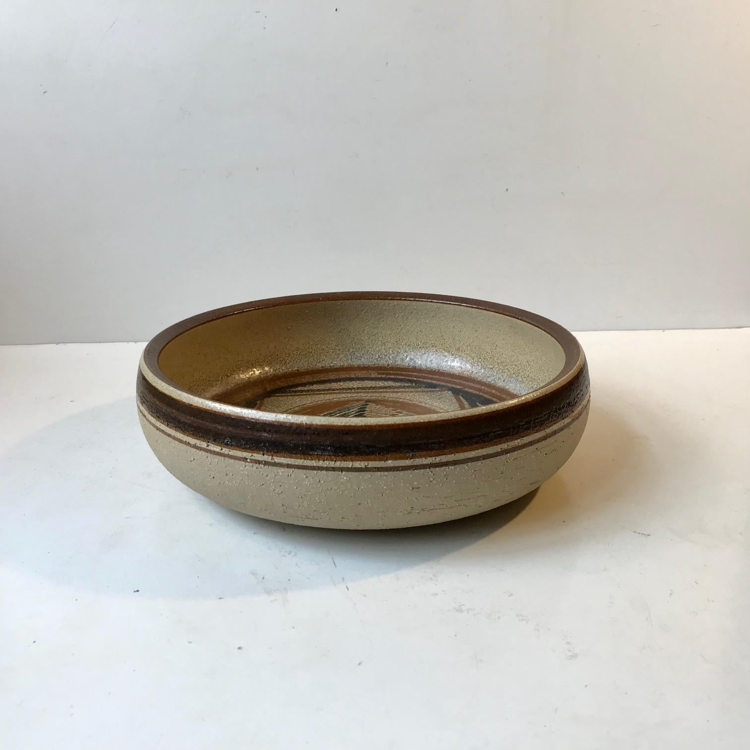 Noomi Backhausen Graphic Stoneware Bowl, Søholm 1970s In Good Condition For Sale In Esbjerg, DK