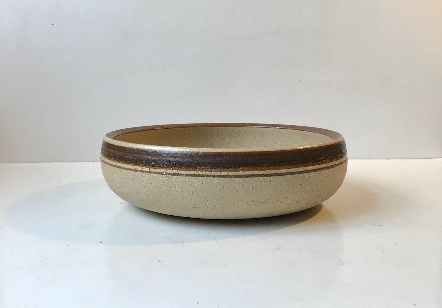Late 20th Century Noomi Backhausen Graphic Stoneware Bowl, Søholm 1970s For Sale