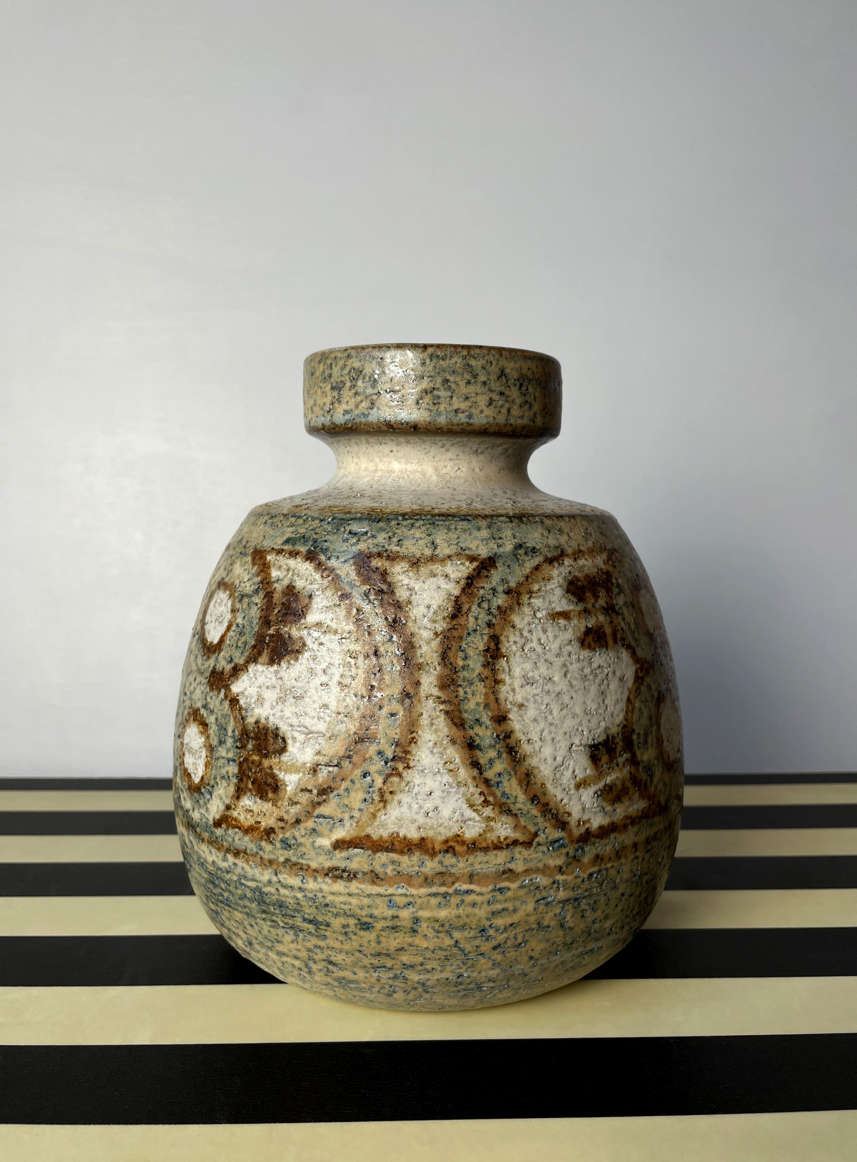 Mid-Century Modern Noomi Backhausen Modernist Ceramic Vase with Organic Decor, 1970s