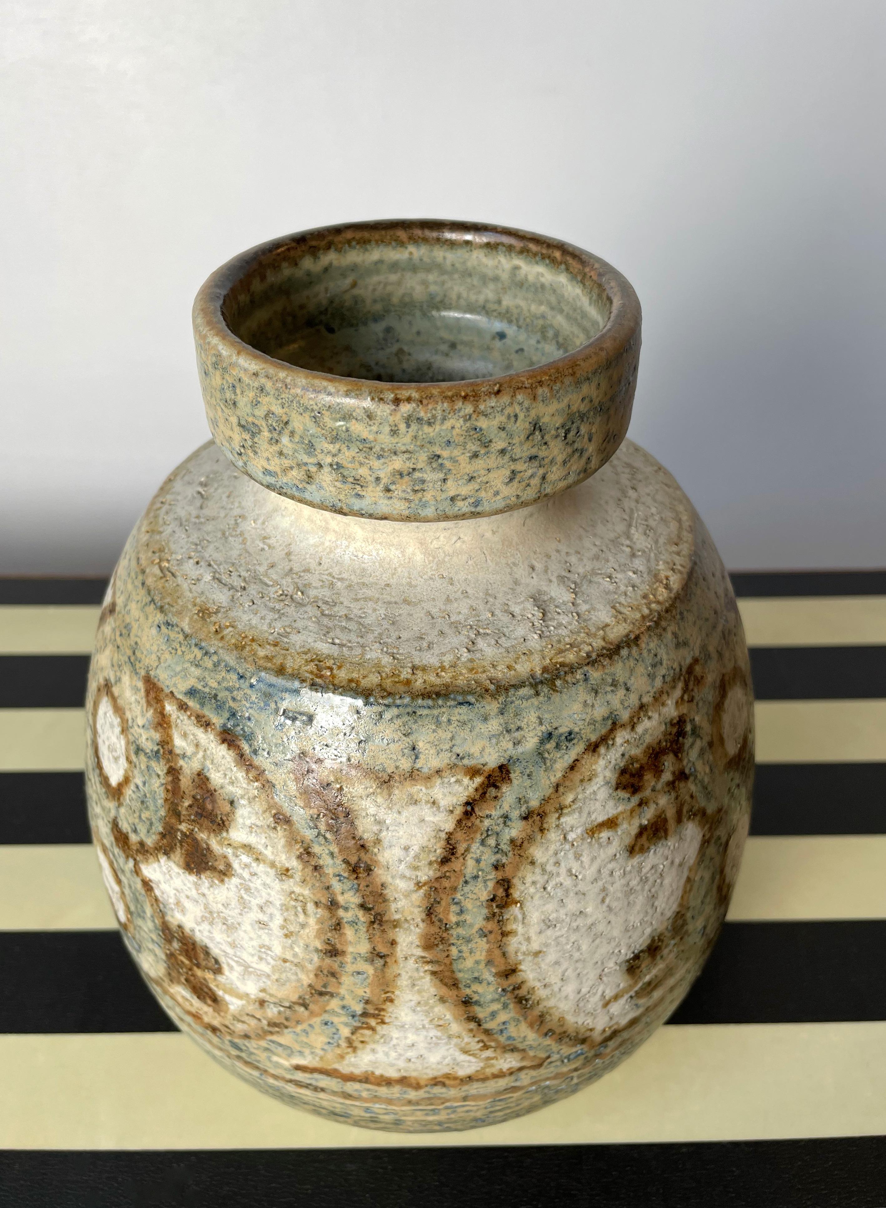 Danish Noomi Backhausen Modernist Ceramic Vase with Organic Decor, 1970s