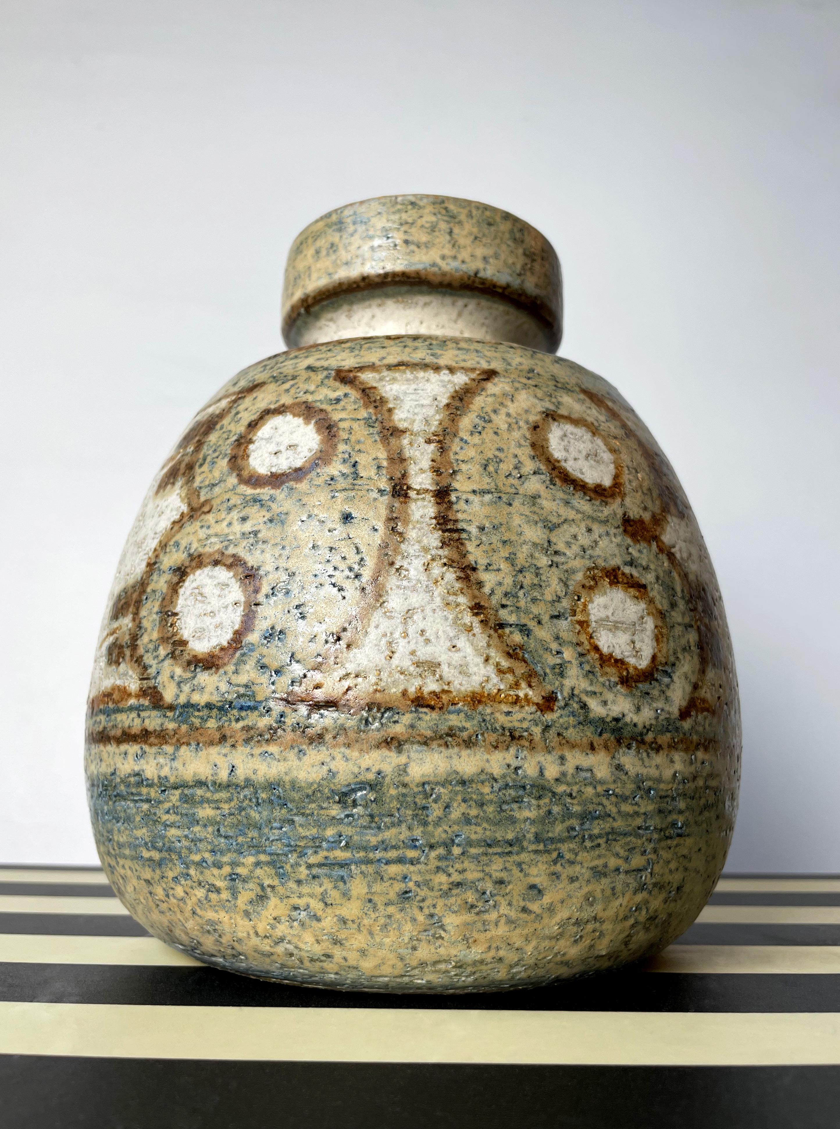 Hand-Painted Noomi Backhausen Modernist Ceramic Vase with Organic Decor, 1970s