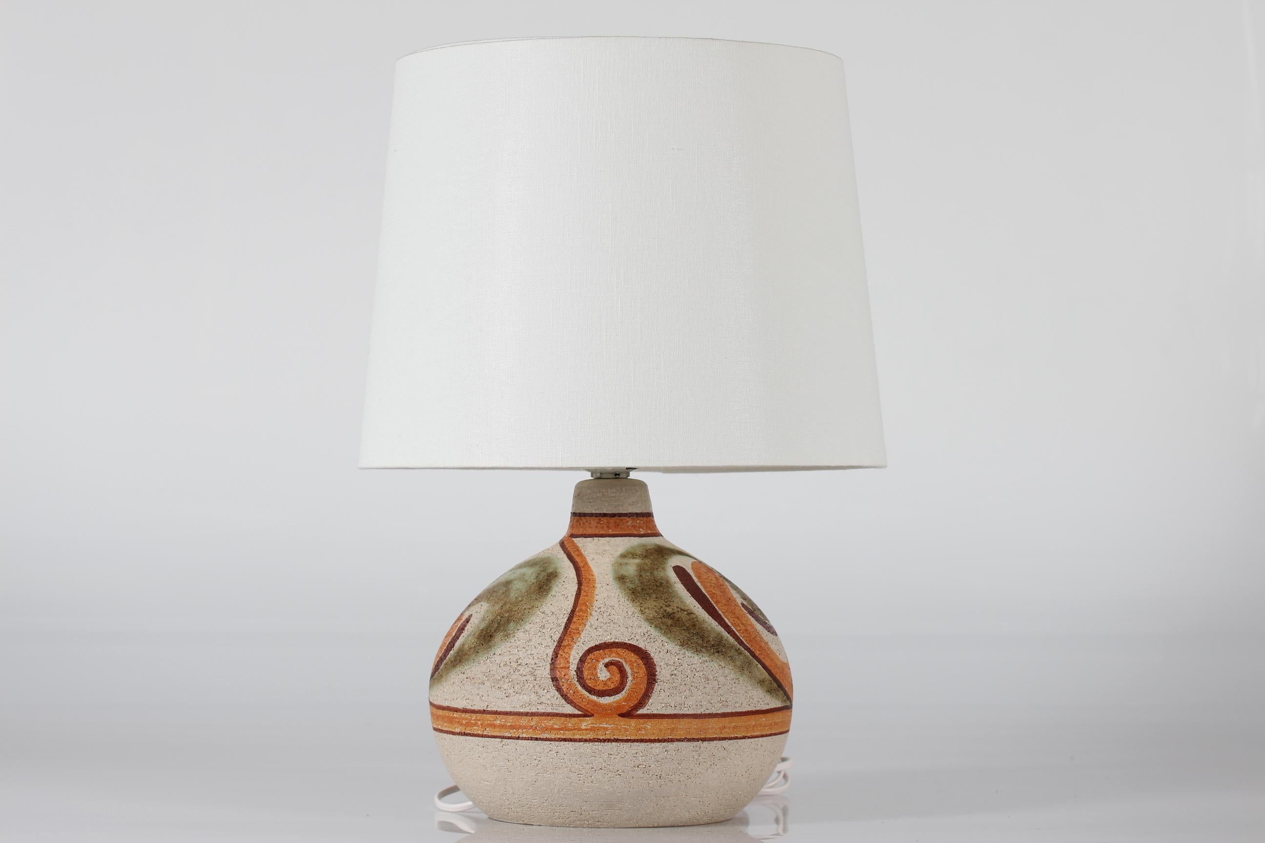 Noomi Backhausen Rustic Søholm Stoneware Table Lamp with New Shade Denmark 1960s 7