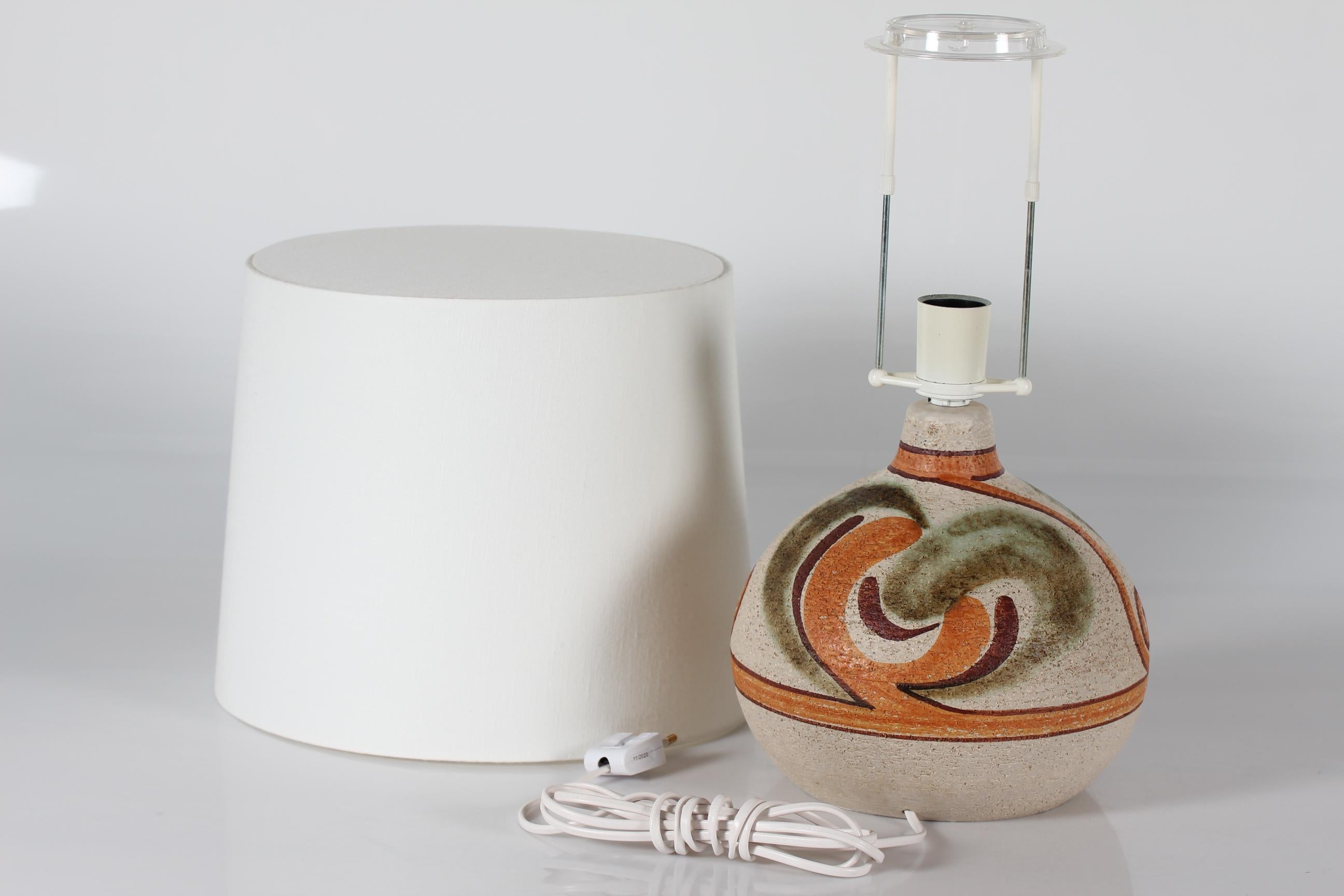 Noomi Backhausen Rustic Søholm Stoneware Table Lamp with New Shade Denmark 1960s In Good Condition In Aarhus C, DK