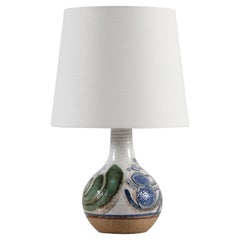 Rustikale Sholm Steingut-Tischlampe mit neuem Schirm von Noomi Backhausen, Dänemark, 1970er Jahre