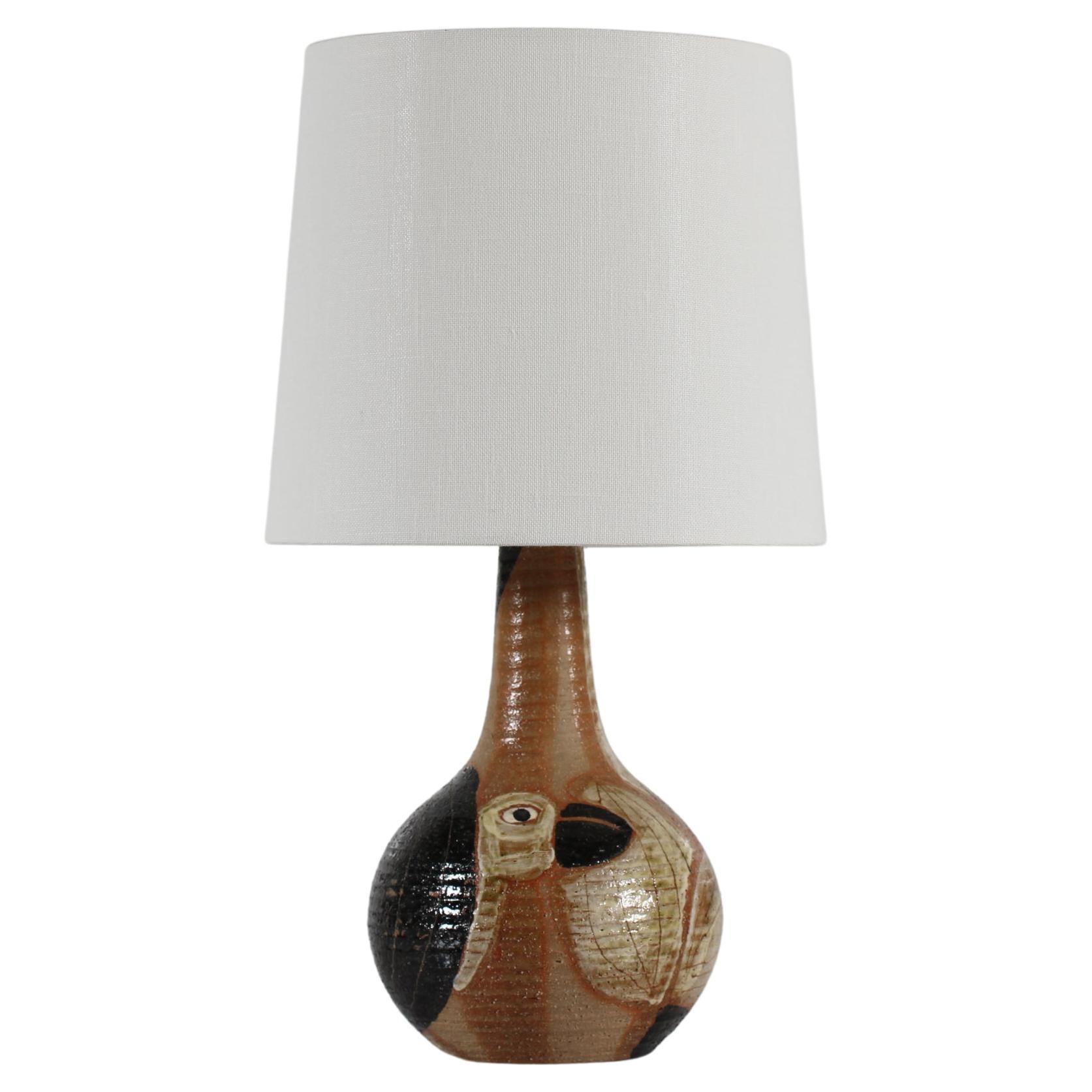 Noomi Backhausen Rustic Søholm Stoneware Table Lamp with New Shade Denmark 1970s