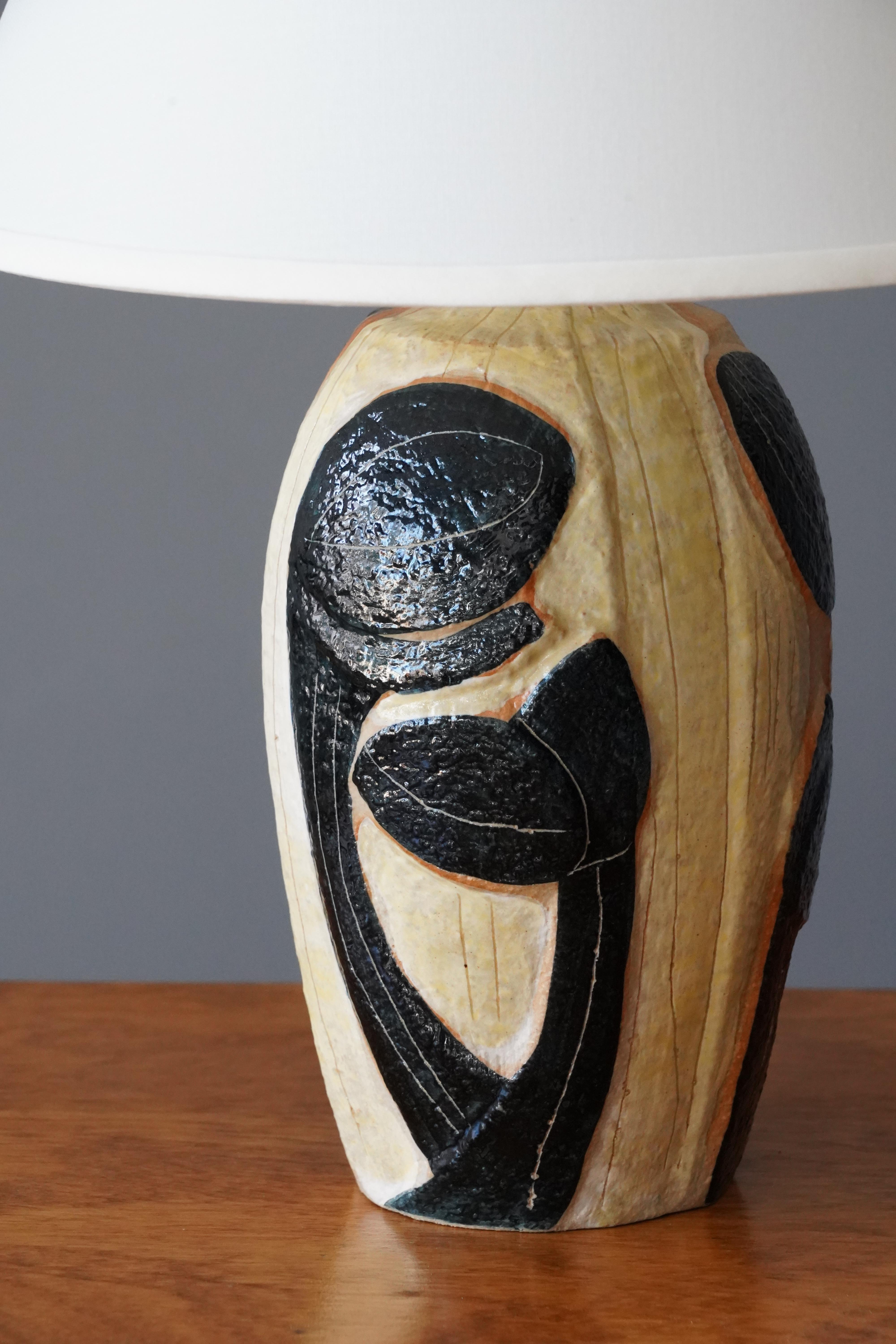 Mid-Century Modern Noomi Backhausen, Table Lamp, Stoneware, Søholm, Bornholm, Denmark, 1960s