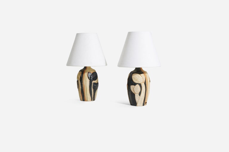 Noomi Backhausen, Table Lamps, Stoneware, Søholm, Bornholm, Denmark, 1960s In Good Condition For Sale In West Palm Beach, FL