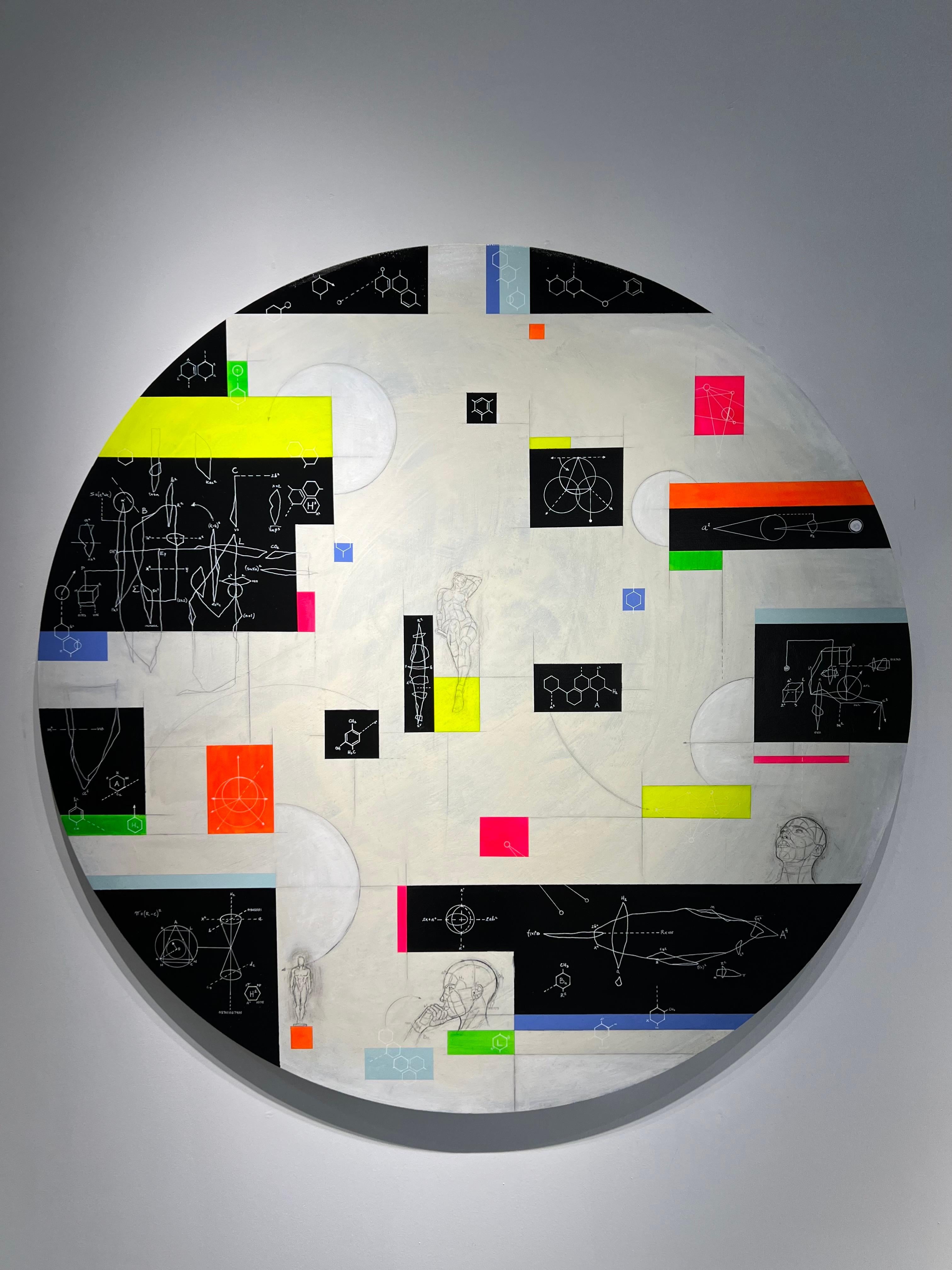 Noon Spiegel
Untitled
Acrylic paint, pencil, ink, and oil sticks on canvas
Diameter 60 inches (152.4 cm)
Piece unique