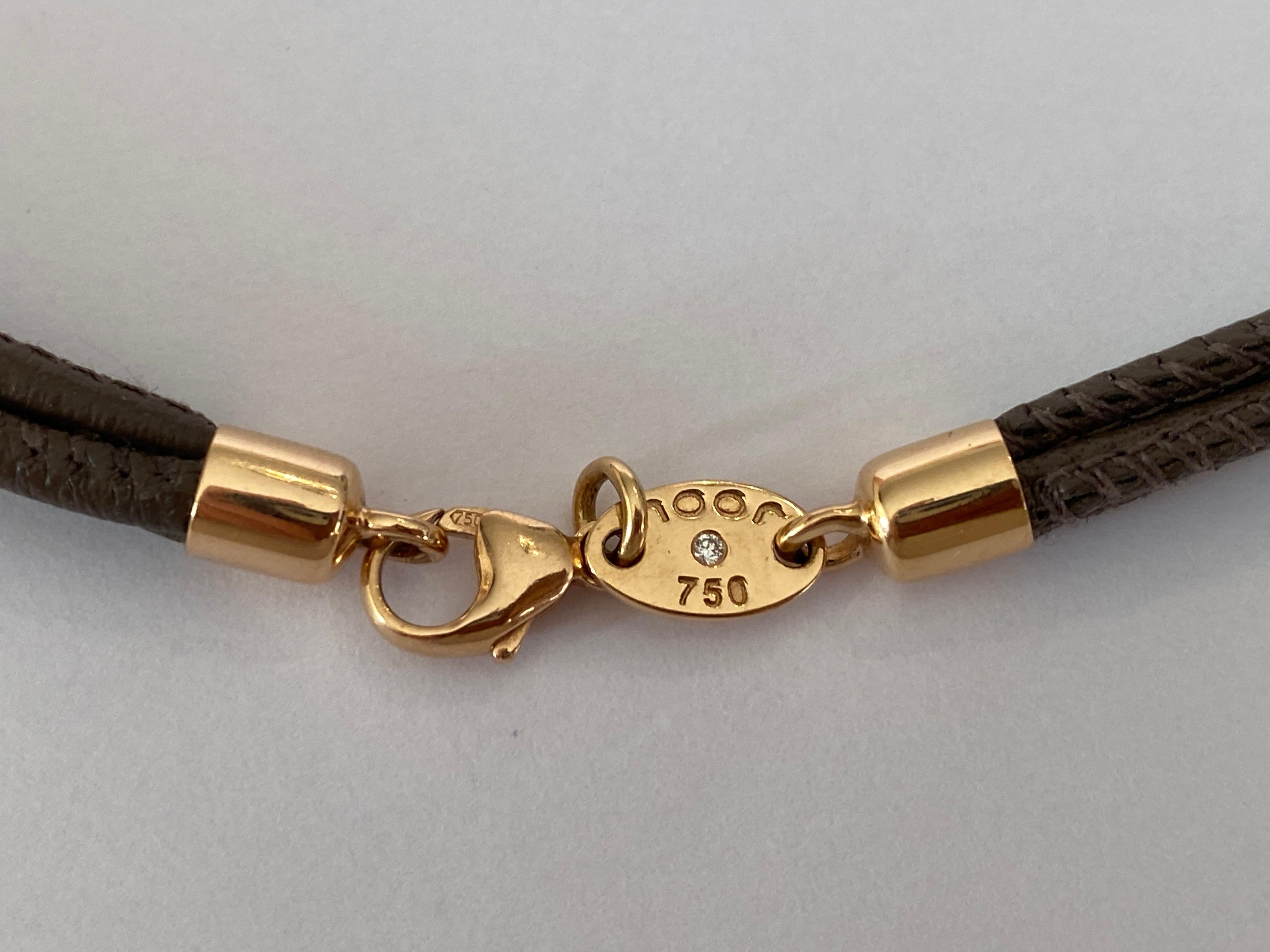 Collana di diamanti e cuoio di Noor in oro rosa 18 carati modello Looping in vendita 3