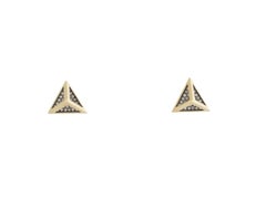 Noor Fares Diamond 18K Yellow Gold Open Tetrahedron Pyramid Stud Earrings