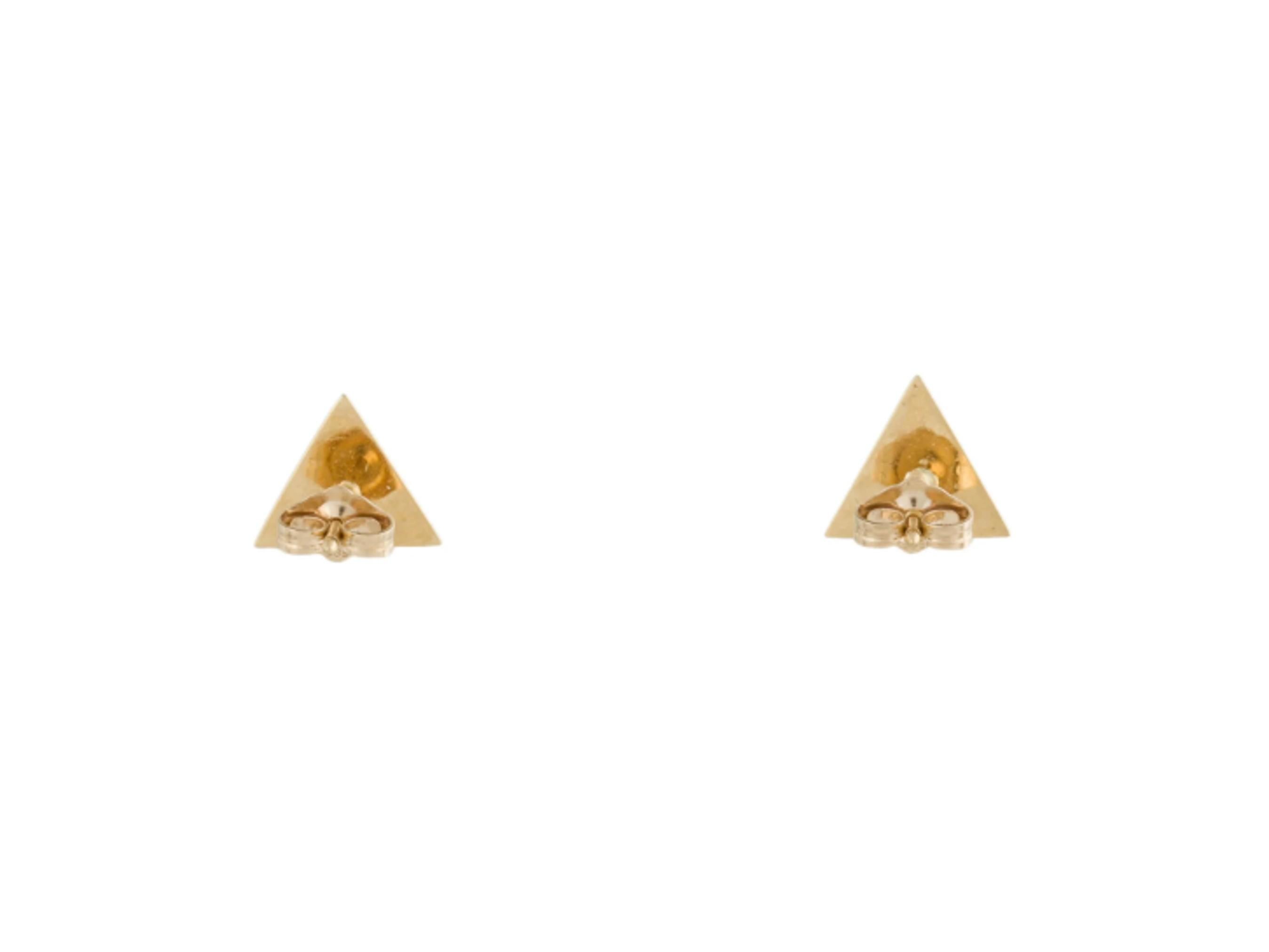 Contemporary Noor Fares Diamond 18K Yellow Gold Open Tetrahedron Pyramid Stud Earrings For Sale
