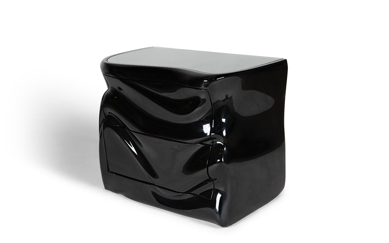 Mesilla de noche Noor Laca Negra Brillante by Amorph Siglo XXI y contemporáneo en venta